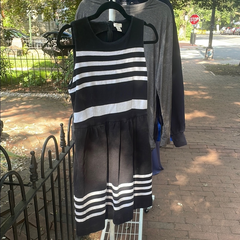 J. Crew Black and White Striped Dress